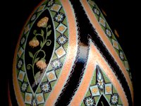 Peach Posy Ukrianian Easter Egg Pysanky By So Jeo : pysanky pysanka ukrainian easter egg batik art sojeo florals flowers birds stars trees vines blooms buds bluebird owl art sojeo so jeo eggshell egg shell blown decoration ivy garden rainbow rosie posy nightshad victorian trees etched brown chicken eggs turkey
